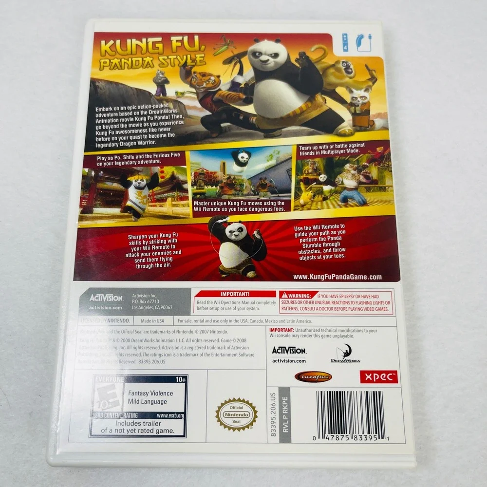 Kung Fu Panda Nintendo Wii Game Activision DreamWorks 2008 RVL-RKPE-USA